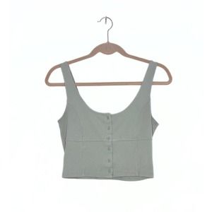 Forever 21 Cropped Ribbed Tank in Light Olive Size Large